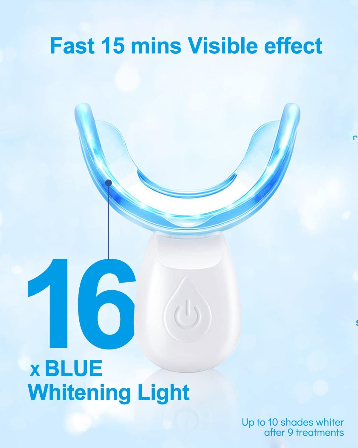 Teeth Whitening Kit with LED Light for Sensitive Teeth and Tooth Whitening System, Home Teeth Whitener with 3 Teeth Whitening Gel Refill Pens, Color Plate, Tray - White