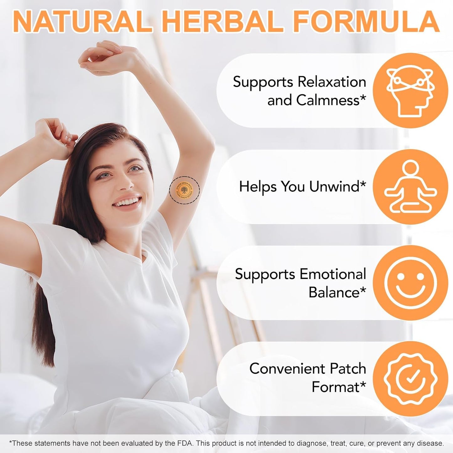 Stress down Patches – Plant-Based Stress & Anxiety Support for Daily Calm, Gentle Botanical Transdermal Patches to Ease Tension, Support Relaxation, Improve Focus & Emotional Balance for Adults