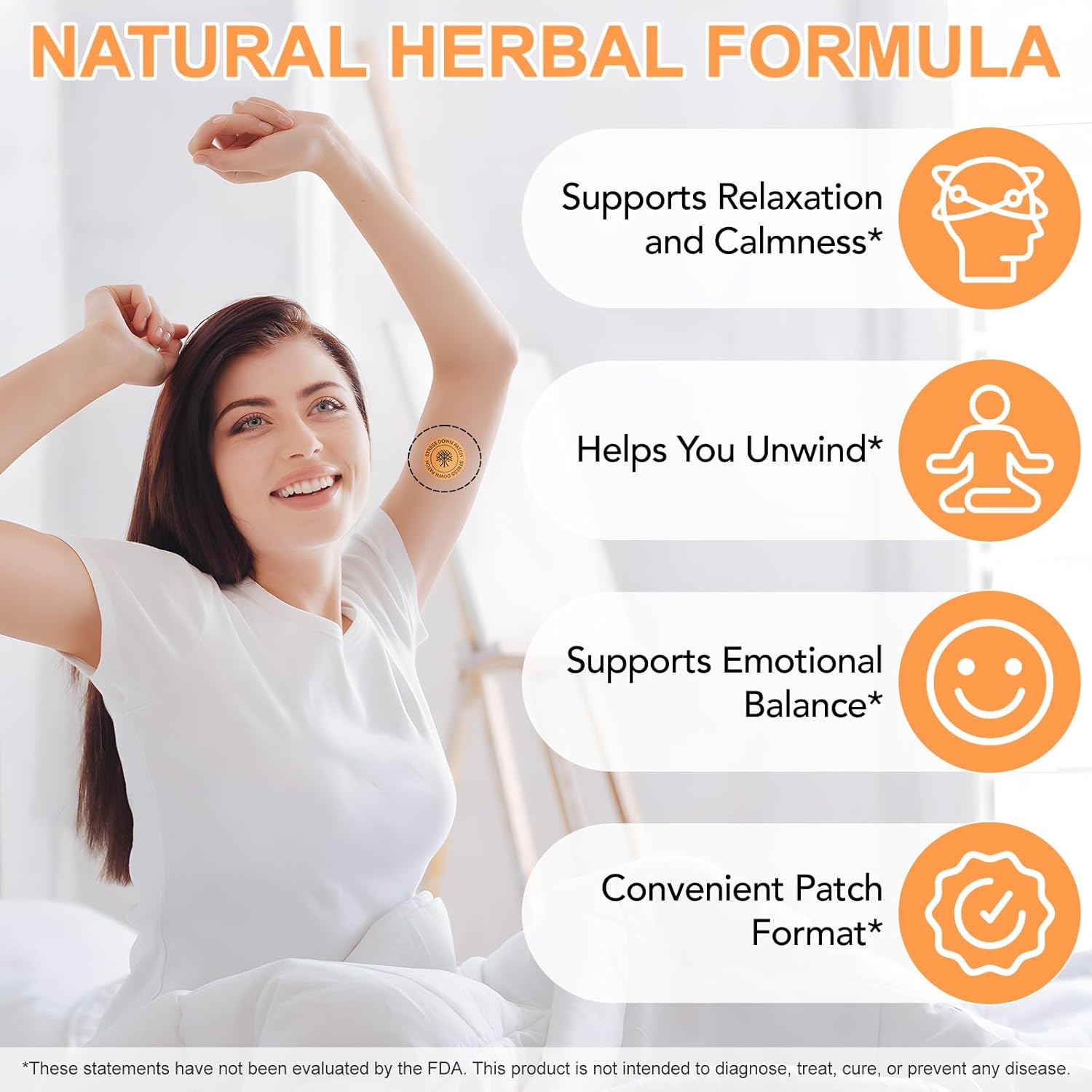 Stress down Patches – Plant-Based Stress & Anxiety Support for Daily Calm, Gentle Botanical Transdermal Patches to Ease Tension, Support Relaxation, Improve Focus & Emotional Balance for Adults